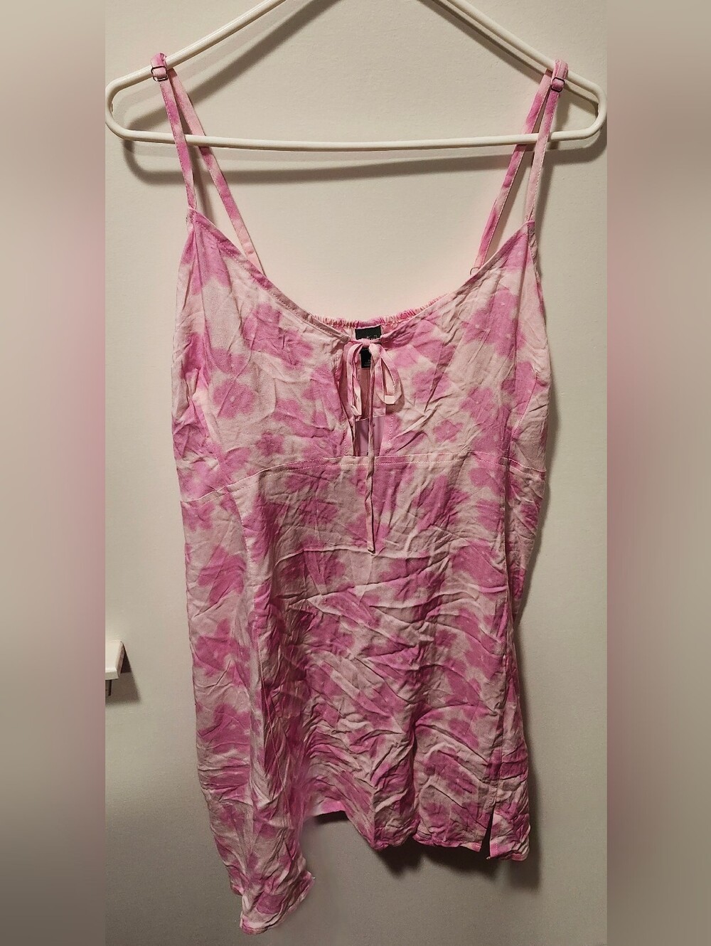 wild fable Pink Tie-Dye Spaghetti Strap Mini Dress with Front Tie